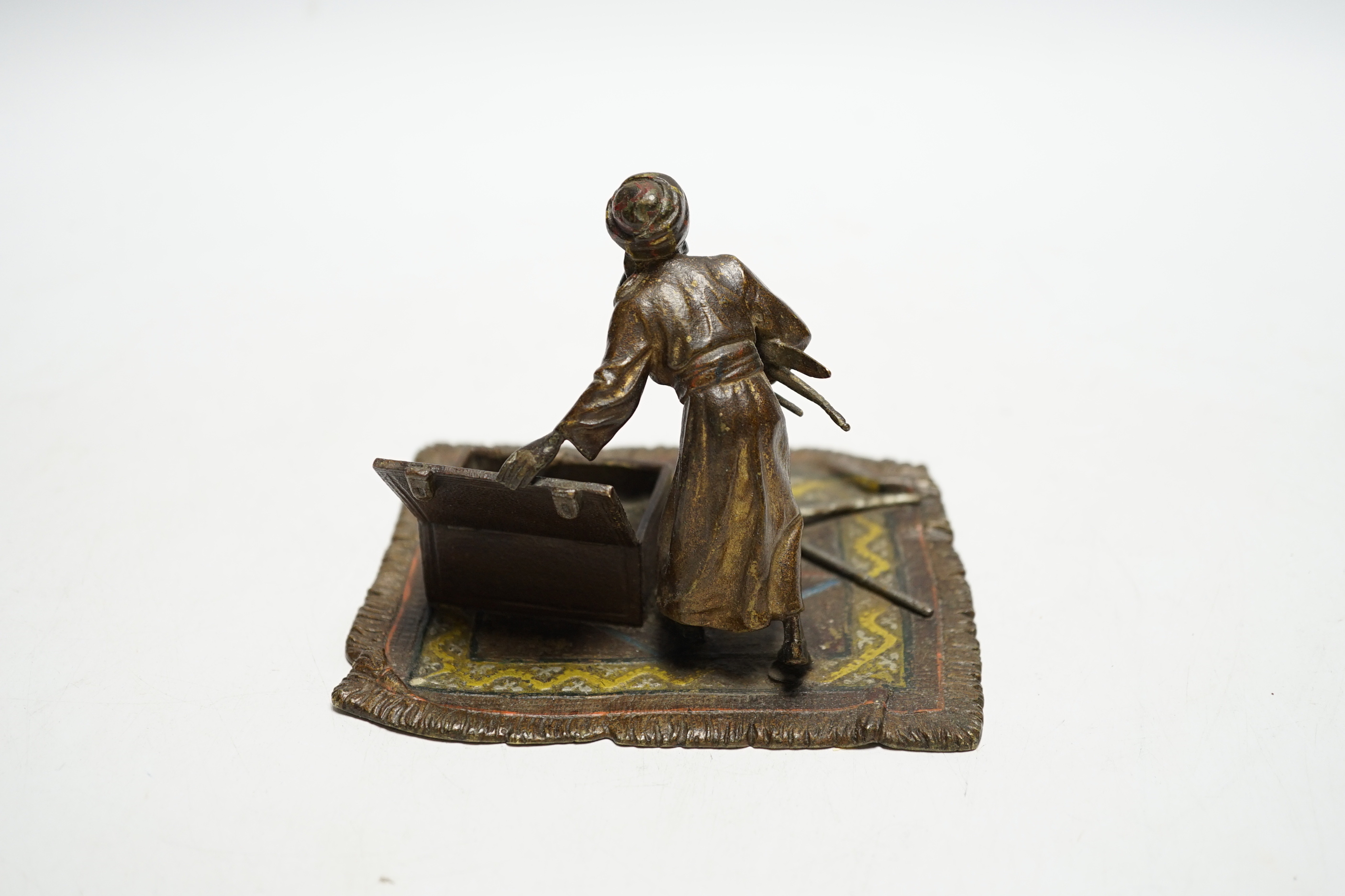 An Austrian cold painted bronze of a Turkish weapons trader, probably Bergman, 9cm high